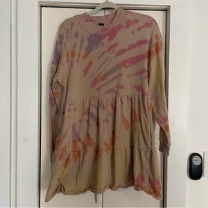 Wild Fable Tie Dye Sweatshirt Tiered Dress Size Medium
